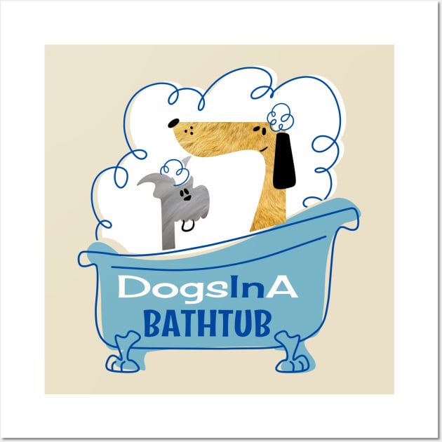 Dogs In A Bathtub Wall Art by HeroInstitute